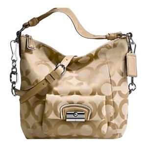 Coach Kristin Hobo Jacquard Sheen Signature Large C OpArt Bag Purse Conv…